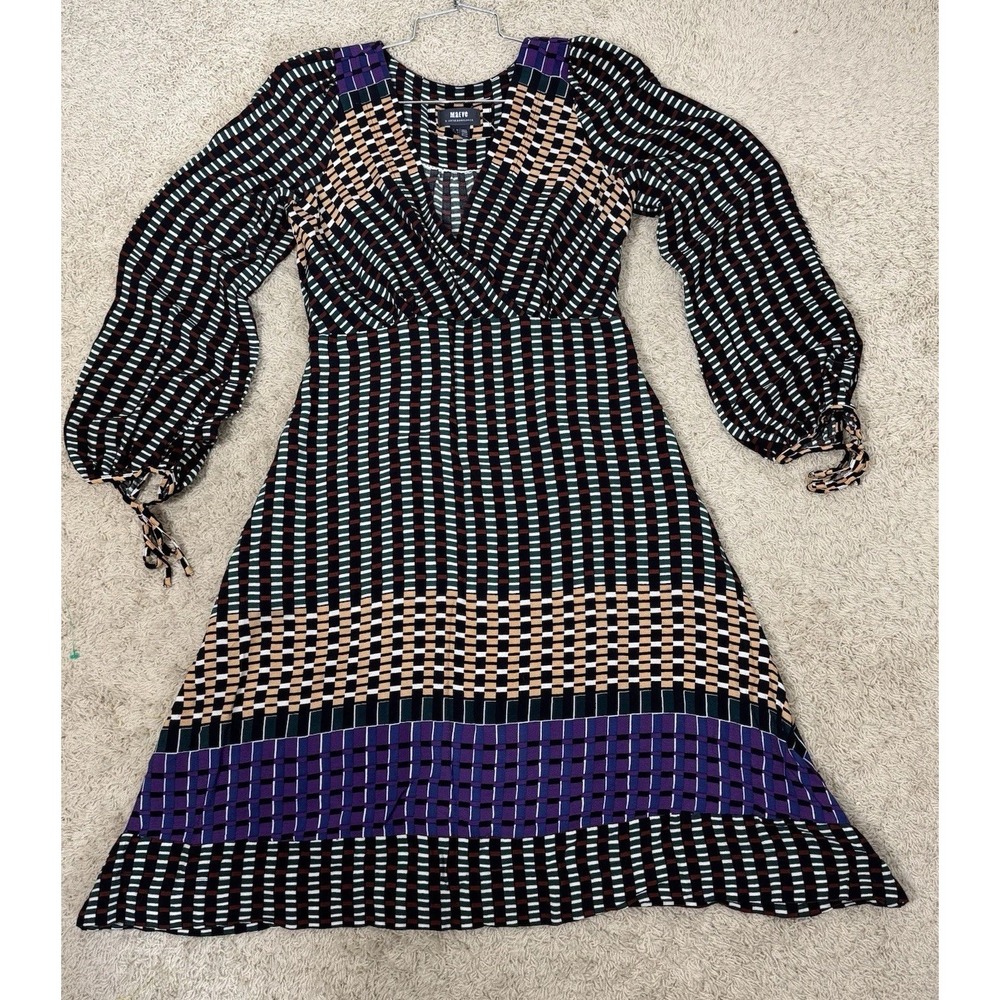 Maeve Anthropologie Gianna Tunic V Neck Geometric Print Dress With Pockets  Sz 6